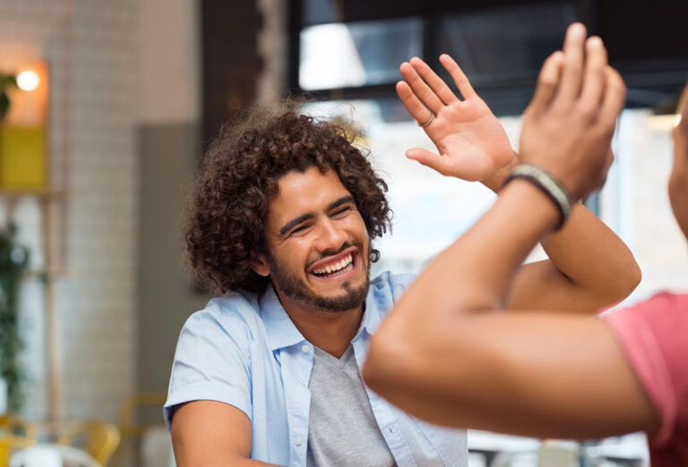 men high five